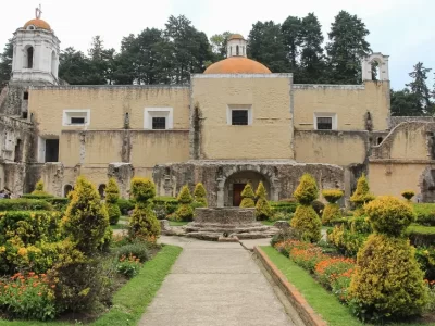 A convent from the colonial period with a cloister, in a forest