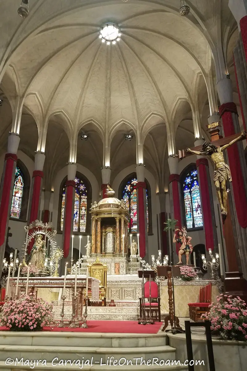 An altar covered in silver with intricate details 