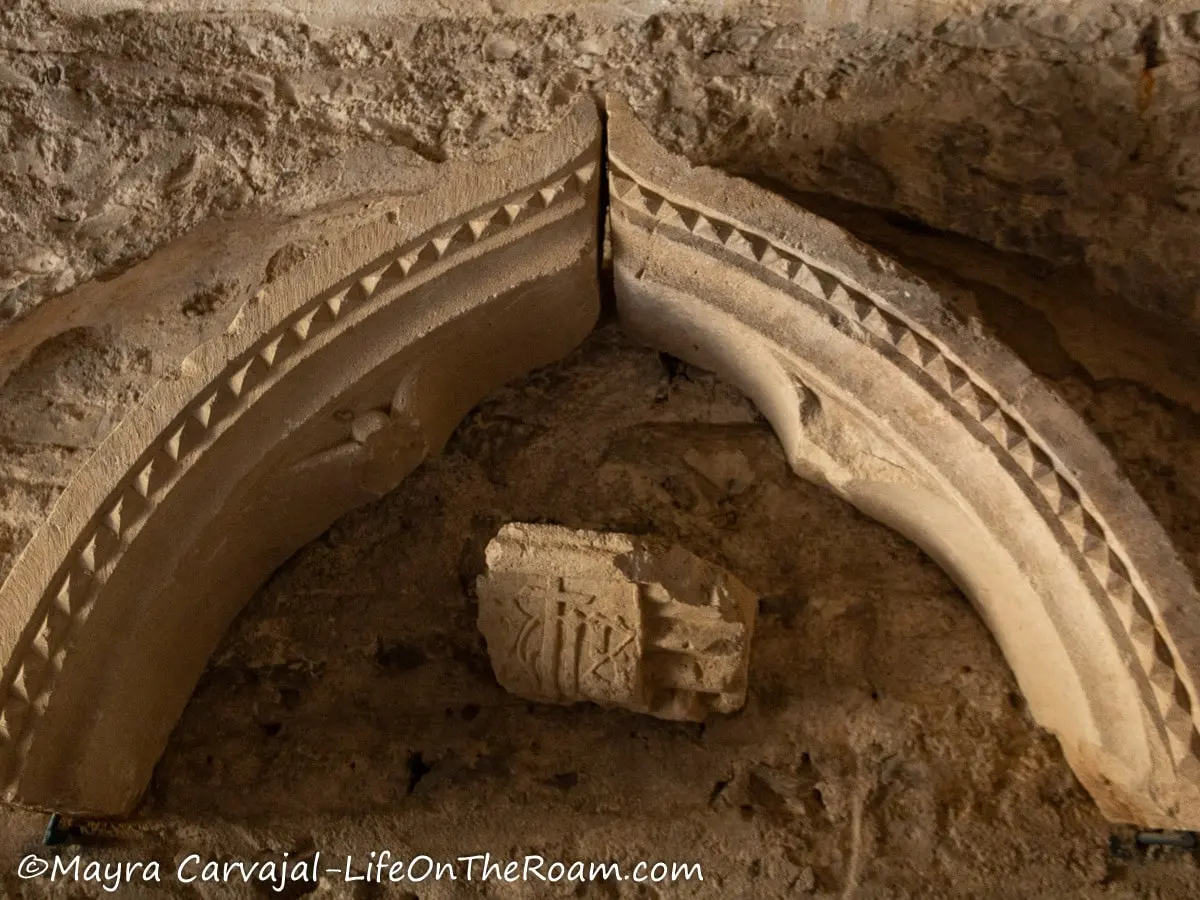 Fragments of a gothic-style window frame