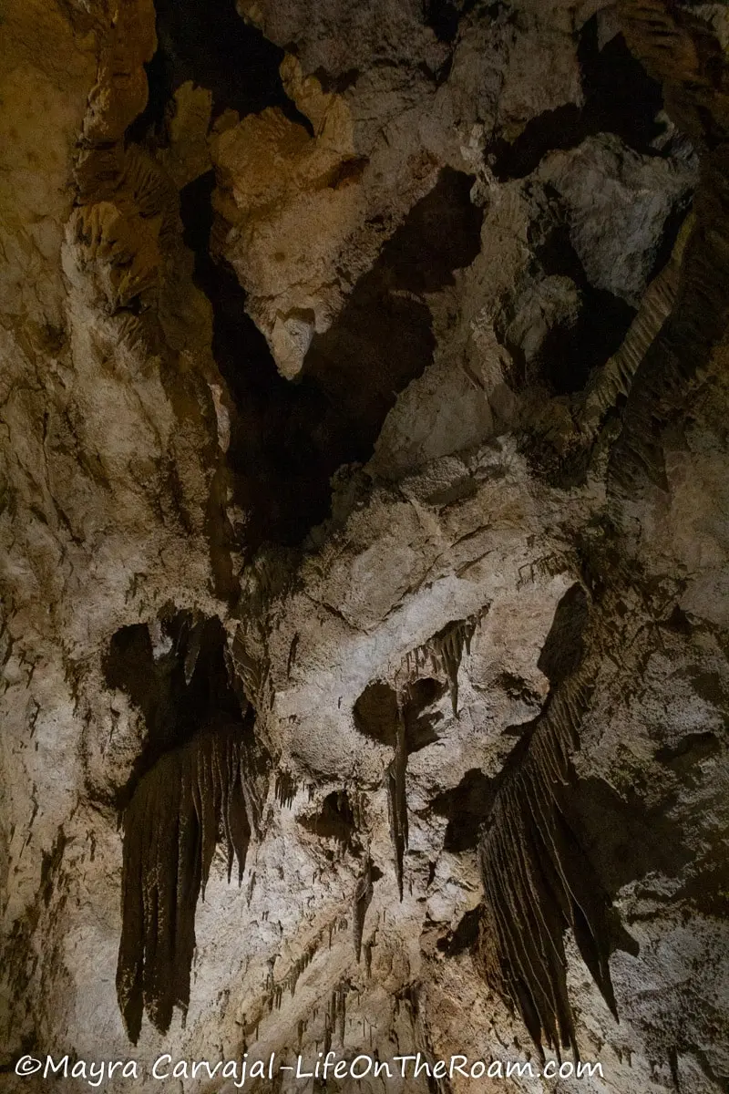 Cave formations that look like bacon strips