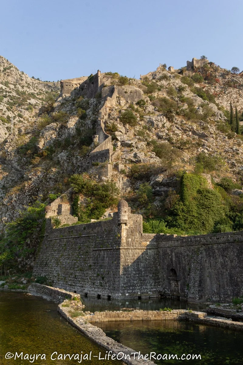 A military stonewall going up a hill