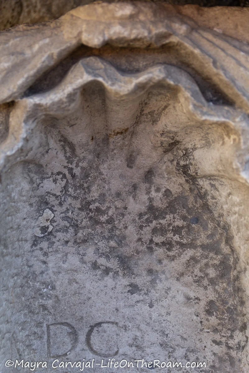 A niche in stone in the shape of a shell