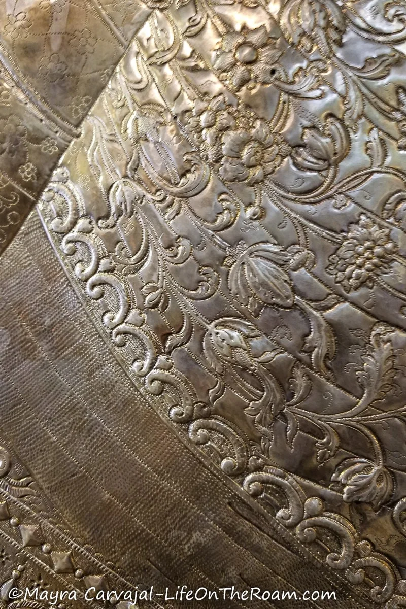 Close up of the bas-relief work on a riza