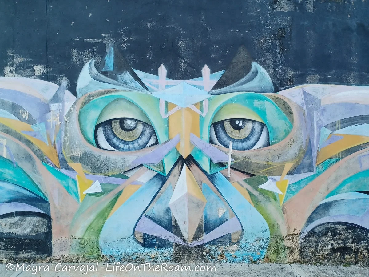 A mural with a fantastical figure