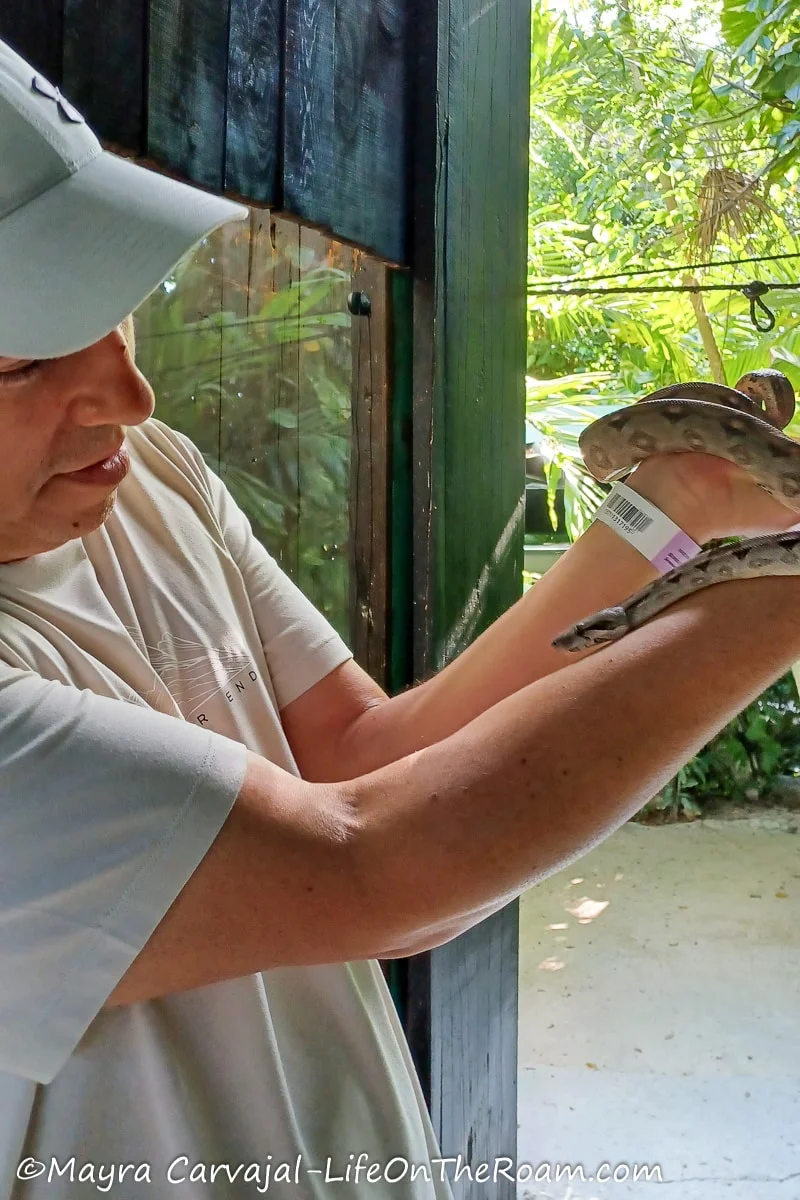 A man holding a snake